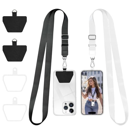 Doormoon Phone Lanyard, Universal Adjustable Neck Strap for Phone Case Keys ID Badges Cell Phone Lanyard Compatible with iPhone, Samsung, Most Smartphones, 2 Pack, Black White - color: Black White
