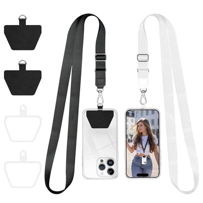 Doormoon Phone Lanyard, Universal Adjustable Neck Strap for Phone Case Keys ID Badges Cell Phone Lanyard Compatible with iPhone, Samsung, Most Smartphones, 2 Pack, Black White - color: Black White