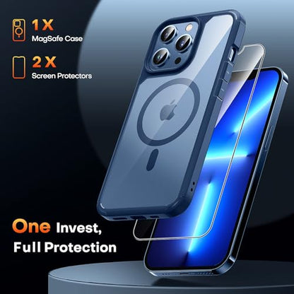 TAURI 3 in 1 Magnetic for iPhone 13 Pro Case, with 2X Screen Protector, 10 FT Drop Protection, Compatible with Magsafe Case for iPhone 13 Pro Phone Case 6.1 inch - Blue - color: B-Magnetic Blue