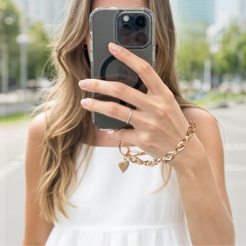 Long Pond Designer Cell Phone Wrist Strap, Anti-Lost Lanyard Wristlet Charm for iPhone 17 Pro Max&Most Cellphones, Detachable Bracelet - style: Gold Chain Bracelet