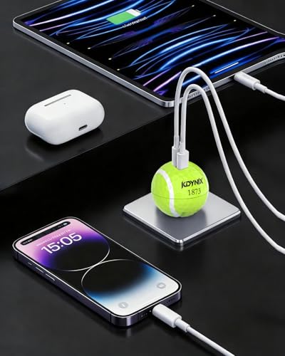 USB C Charger Block, Dual Port 20W Fast Charging Wall Charger Creative Ball Power Adapter for iPhone 17/17 Air/17 Pro/17 Pro Max/16/16 Pro/16 Pro Max/16 Plus/15/14/13/12, Galaxy, iPad, Airpods, More - color: Tennis