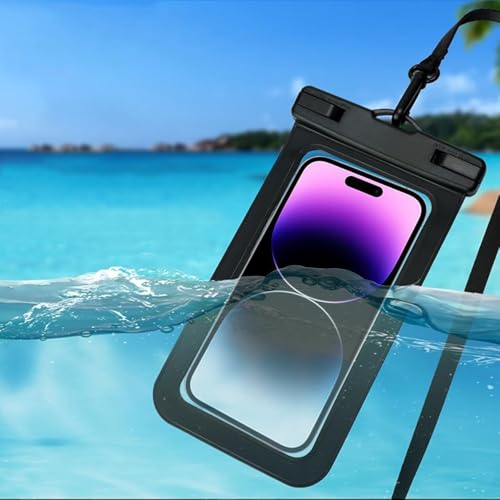 Waterproof Phone Pouch, Waterproof Phone Case for iPhone 16 15 14 13 Pro Max, IPX8 Cellphone Dry Bag Beach Cruise Ship Essentials 8.3"(Black) - color: Black