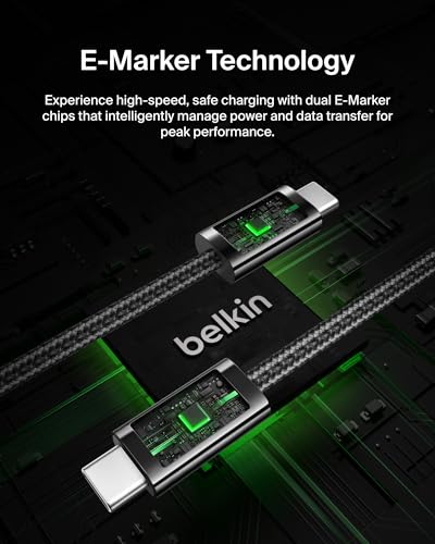 Belkin USB C to USB C 240W Cable 2 Pack, 6.6ft Fast iPhone Charger Cord - color: Black, style: 6.6 ft - 2 pack