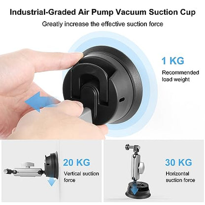 PULUZ Car Suction Cup Mount 360° Rotation Windshield & Window Camera Bracket for GoPro Hero 11 10 9 8 7 Insta360 X3 DJI Action Camera Accessories with Phone Holder with 1/4 Thread