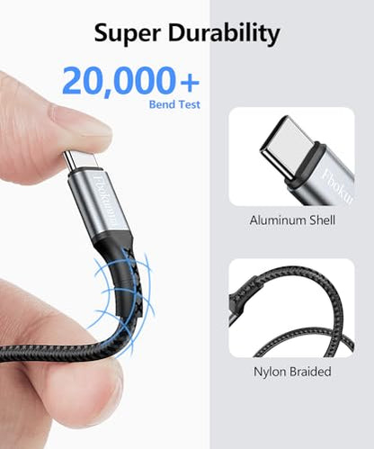 USB C to USB C Cable 1ft 4Pack, 12 Inch Nylon Braided 60W USB Type C Fast Charging Cable for iPhone 16/16 Plus/16 Pro Max/15/15 Plus/15 Pro Max, MacBook Pro, iPad Pro Air, Samsung S24/S24 Ultra/S23