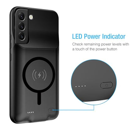 Battery Case for Galaxy S22 Plus, 12000mAh Portable Protective Wireless Charging Case Compatible with Galaxy S22 Plus S22+ (6.6 inch) Rechargeable Extended Battery Pack Charger Cover (Black) - size: Galaxy S22 Plus -12000mAh