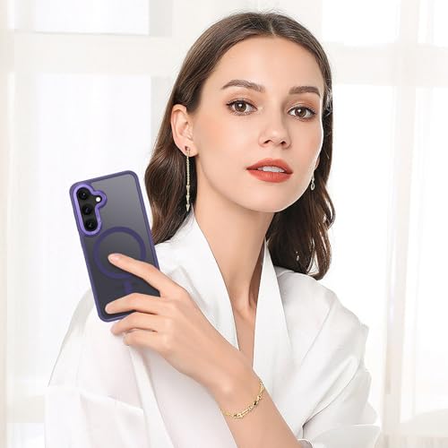 BENTOBEN Magnetic for Samsung Galaxy S24 Plus Case [Compatible with Magsafe] Translucent Matte Slim Thin Shockproof Anti-Yellow Women Men Protective Phone Cover for Samsung S24 Plus 6.7", Dark Purple - color: Dark Purple