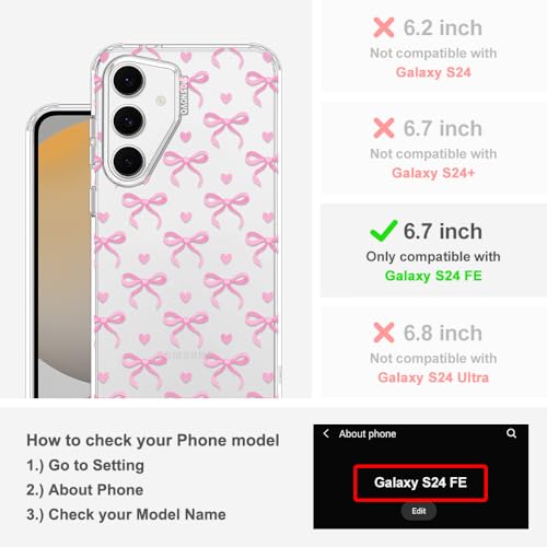 MOSNOVO Case for Samsung Galaxy S24 FE, [Buffertech 6.6ft Military-Grade Drop Protection] [Anti Peel Off Tech] Clear TPU Bumper Phone Case Cover Design - Bowtiful Love - color: Clear - Bowtiful Love, size: Samsung Galaxy S24 FE