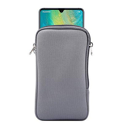 Zip Neoprene Cell Phone Sleeve Case Wallet Pouch for iPhone 17 Pro Max 16 Plus 15 Plus iPhone 14 13 12 Pro Max Moto G 5G 2025 G Power 2026 G Play G Stylus 5G 2024 Google Pixel 10 Pro XL BLU G35 (Gray) - color: Gray