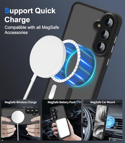 N52 Strong Magnetic Case for Samsung Galaxy S23 Case, Fit for MagSafe Thin Shockproof Drop Protection Translucent Non-Fingerprint/Scratch Slim Protective S23 Phone Case-Frosted Black - color: Frosted Black
