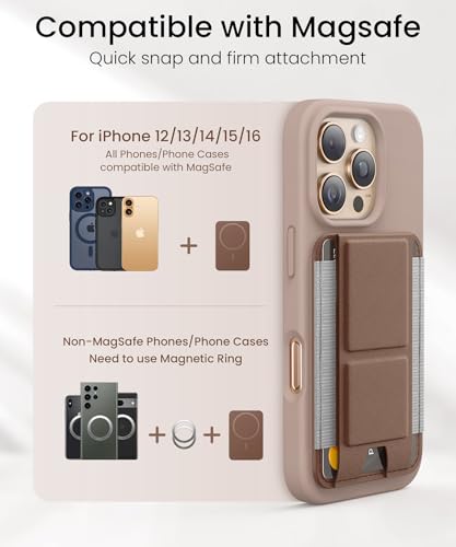 GONEZ for MagSafe Wallet with Stand, Stronger Magnetic Card Holder for iPhone 17/16/15/14/13/12 Series, Premium Leather Phone Wallet with RFID Blocking, 1 Slot, Fit 5 Cards, Brown - color: BROWN