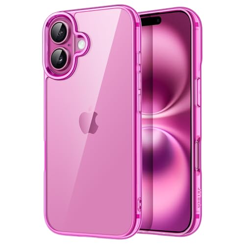 JETech Case for iPhone 16, Anti-Yellowing, Pink | Shockproof Protection, Scratch Resistant Hard PC Back, Durable Transparent TPU Bumper - color: Pink, size: iPhone 16