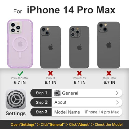 Follaroma Magnetic for iPhone 14 Pro Max Case, Heavy Duty Cases,Purple,6.7" | Compatible with MagSafe, Heavy Duty Shock proof Protection, Military-Grade Anti-Drop, Dual Layer Transparent Protective Cover - color: Purple, size: iPhone 14 Pro Max 6.7''