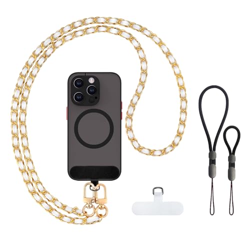 Phone Crossbody Chain, Universal Crossbody Patch Phone Lanyards, Multifuctional Compatible with Most Smartphones, Phone lanyard, Anti theft（white45in） - color: White