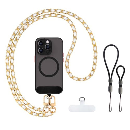 Phone Crossbody Chain, Universal Crossbody Patch Phone Lanyards, Multifuctional Compatible with Most Smartphones, Phone lanyard, Anti theft（white45in） - color: White