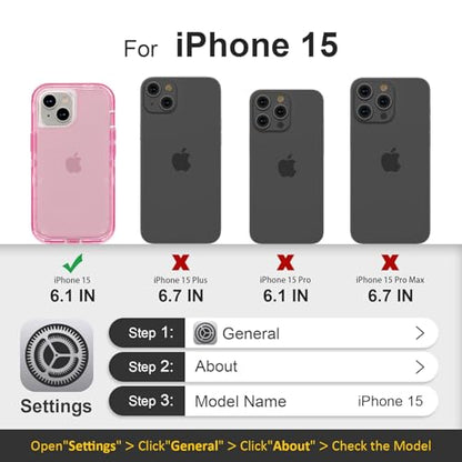 Follaroma for iPhone 15 Case, Heavy Duty Shockproof Protection Phone Cases, Anti-Drop, Dual Layer Transparent Protective Cover Compatible with iPhone 15, 6.1 inch,Crystal Pink - color: Pink, size: iPhone 15 6.1‘’