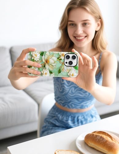 Jusy Magnetic Stained Glass Floral Case for iPhone 16e/17e, White | Compatible with MagSafe, Cute Aesthetic Flower Design, TPU and PC Protective Phone Cover - color: White