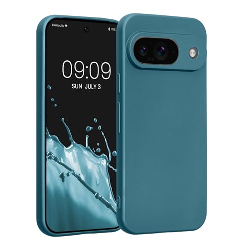 kwmobile Case Compatible with Google Pixel 9 Case -Soft TPU Back Phone Cover - with Metallic Look - Metallic Caribbean Blue - color: Metallic Caribbean Blue, size: Pixel 9