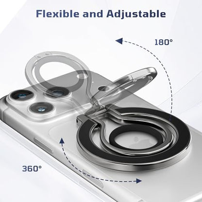 Slim Magnetic Phone Ring Holder for Magsafe, Lightweight Phone Finger Snap Grip Kickstand Accessories Compatible with iPhone Pixel, Portable Mini Phone Stand Works with Magnetic Car Mount