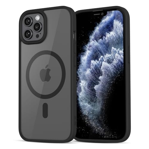 LoeoeL for iPhone 11 Pro Case Clear Mag Safe, Ultra Thin Slim Cover Magnetic Compatible with Magsafe Phone Case for Women Men Girl, Cute Soft TPU Silicone & Transparent Anti-Yellow Hard Plastic, Black - color: Black, size: 11 Pro