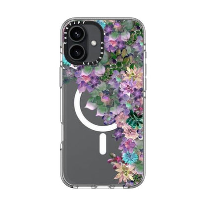 CASETiFY for iPhone 16 Plus Case - Impact Clear Compatible with MagSafe | Not Yellowing | 6.6 ft. 3x Military Grade Drop Protection | MY SUCCULENT GARDEN | Clear - color: MY SUCCULENT GARDEN, size: Iphone 16 Plus (6.7")