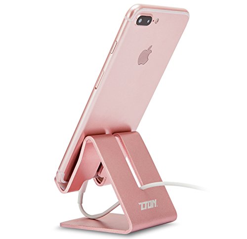 Cell Phone Stand, ZTON Aluminum Metal Tablet Stand, Mobile Phone Holder for iPhone iPad Samsung for Desk Table Bedroom Kitchen (Rose Gold) - color: Rose Gold