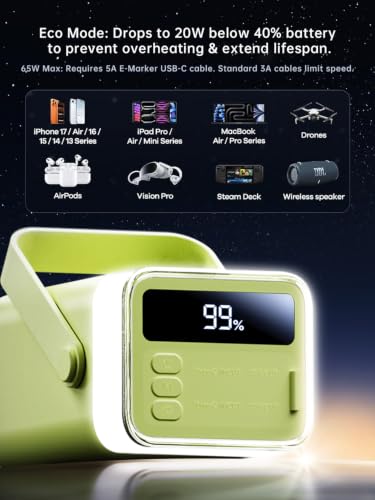 65W Power Bank 40000mAh Laptop Portable Charger Battery Pack - Green - color: Mint Green