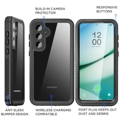 AICase for Samsung Galaxy S25 Case Waterproof, Clear Water Proof Shockproof Snowproof Dustproof Full Body Rugged Transparent Underwater Phone Case for Galaxy S25 Built-in Screen Protector - size: Galaxy S25