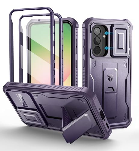 Dexnor for Samsung Galaxy A56-5G Case, [2 Front Frame] [Built-in Magnetic Slide Camera Cover & Kickstand] Heavy Duty Protection Shockproof Phone Case with Screen Protector, 6.7 inch Phantom Purple - color: Phantom Purple, size: Samsung A56 5G