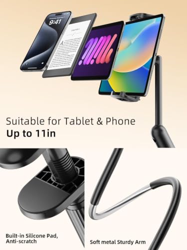 SAIJI 47" Extended Gooseneck Kindle Holder with Adjustable Double Joint-Arm - color: Black