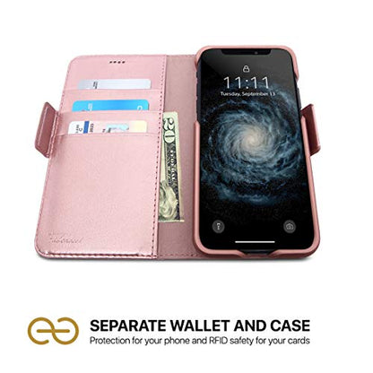 Dreem Fibonacci 2-in-1 Wallet Case for Apple iPhone 8 Plus & 7 Plus - Luxury Vegan Leather, Magnetic Detachable Shockproof Phone Case, RFID Card Protection, 2-Way Flip Stand - Rose - color: Rose, size: iPhone 8 Plus & 7 Plus