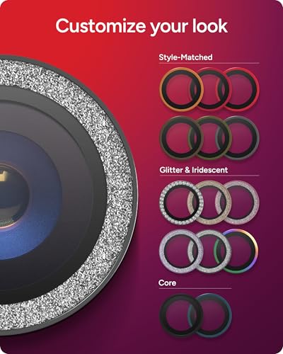 ZAGG iPhone Camera Lens Protector for iPhone Air - Silver Glitter, Camera Ring, Maximum Impact & Scratch Protection, Anti-Reflective Technology, Smudge-Resistant, Precise Fit, Glass Elite - color: Silver Glitter