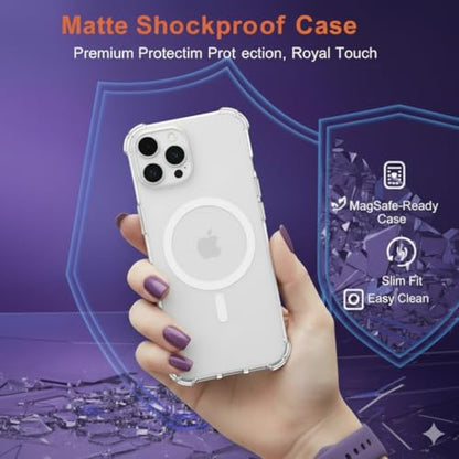 Compatible with Pack of 2 Case iPhone 15 PRO Case Clear MagSafe + Clear, 2.5mm Shockproof Military Grade Drop Protection, Hard Transparent Anti Yellowing Back - color: Clear MagSafe + Clear, size: IPHONE 15 PRO