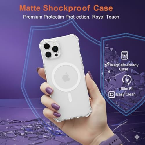 Compatible with Pack of 2 Case iPhone 15 PRO Case Clear MagSafe + Black, 2.5mm Shockproof Military Grade Drop Protection, Hard Transparent Anti Yellowing Back - color: Clear MagSafe + Black, size: IPHONE 15 PRO