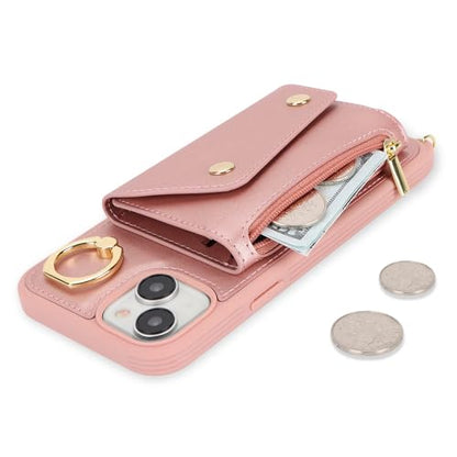 Lipvina Crossbody Wallet Case for iPhone 13,Rose Gold - color: 06-Rose Gold, size: iPhone 13 6.1"
