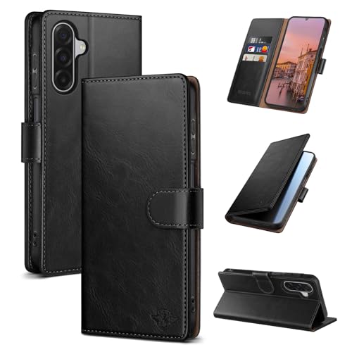 Wallet Case for Samsung Galaxy A17 5G, Black | RFID-Blocking Card Holder, Kickstand, Magnetic Closure, PU Leather Folio Flip Cover, Protective Women Men Cases - color: Black, size: SamsungGalaxy A17