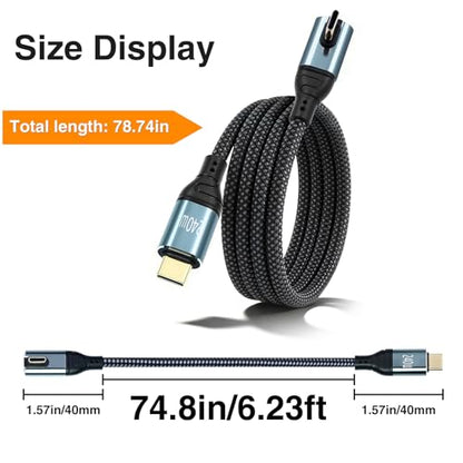 Danfetsoy 240W Right Angle USB C to USB C Cable [6.6ft / 2Pack Type C ], Nylon Braided Type C Male to Male Fast Charging Cable for iPhone 16/15, Galaxy S25/S24 Ultra, MacBook, Laptop, Black