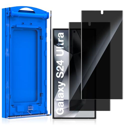 KUZOOM 2 Pack Privacy Glass Screen Protector for Samsung Galaxy S24 Ultra - color: Galaxy S24 Ultra Black