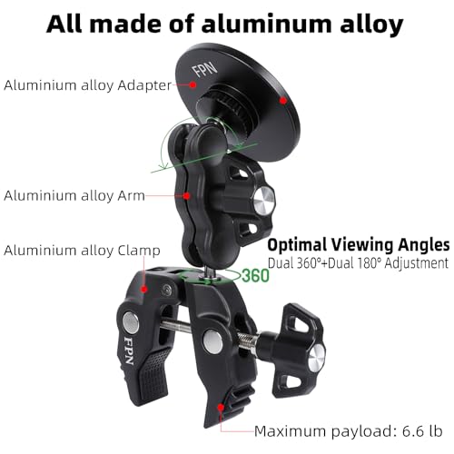 All-Metal Magnetic Phone Holder for Magsafe, Magnet Phone Mount with Super Clamp for Spin Bike/Microphone Stand/Cart/Railing/Handlebar/Dia 0.4-2" Rod, Compatible with iPhone 16 15 14 13 12 Series
