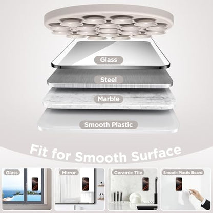 Magnetic Suction Cup Phone Mount with MagSafe, Silicone Hands-Free Grip Holder for iPhone Case and Android, Mirror Shower Phone Stand for Makeup FaceTime Gym Kitchen Bathroom, Stone - color: Stone