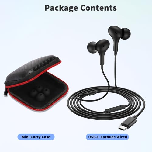 USB C Headphones Wired Earbuds for iPhone 18 Pro Max 17 16 15,Black - color: Black