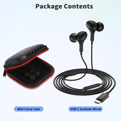 USB C Headphones Wired Earbuds for iPhone 18 Pro Max 17 16 15,Black - color: Black