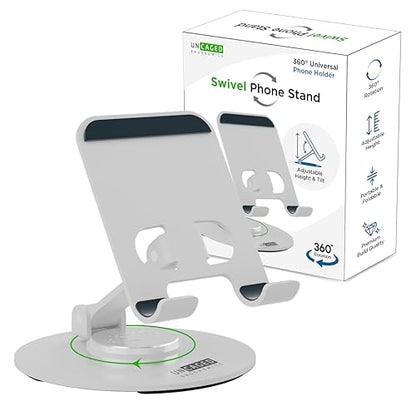 Uncaged Ergonomics Adjustable/Foldable Swivel Phone Stand for Desk (Silver) - color: Silver