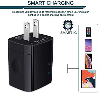 AILKIN 3 USB Wall Charger, Triple Charging Adapter, Fast Charging Block - color: Black-2