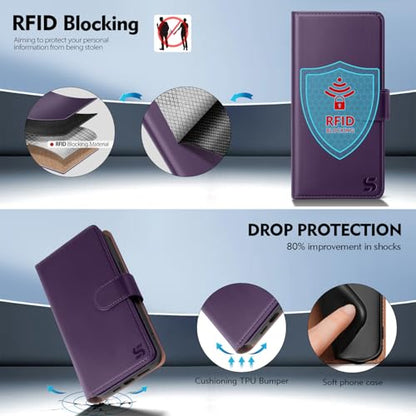 Shieldtop Compatible with Samsung Galaxy A03S US Wallet Case with Card Holder,RFID Blocking PU Leather Phone Case Folio Flip Shockproof TPU Protective Cover Credit Card Slots Women Men,Purple - color: Purple