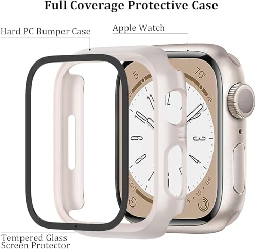 6-Pack Case Compatible with Apple Watch 40mm Series SE 3(2025)/SE 2/SE/6/5/4 with Tempered Glass Screen Protector, QCKANLJ Ultra-Thin Hard PC Full Protective Face Cover Bumper for iWatch 40 mm - color: Black/Transparent/Pink/White/Starlight/Rose Gold, siz