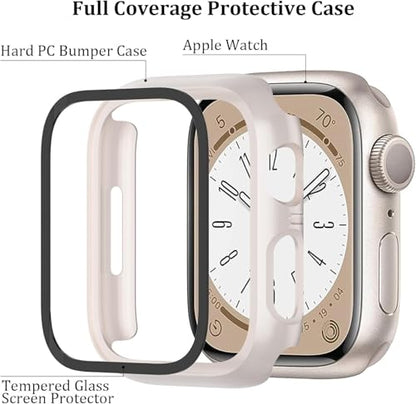 6-Pack Case Compatible with Apple Watch 40mm Series SE 3(2025)/SE 2/SE/6/5/4 with Tempered Glass Screen Protector, QCKANLJ Ultra-Thin Hard PC Full Protective Face Cover Bumper for iWatch 40 mm - color: Black/Transparent/Pink/White/Starlight/Rose Gold, siz