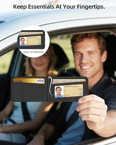 for MagSafe Wallet with Money Clip, ID Window & 8 Card Holder | Stronger Magnetic Wallet for iPhone 17/16/15/14/13/12 Series, RFID Blocking, for iPhone Wallet with Adjustable Stand - color: Carbon Fiber Black
