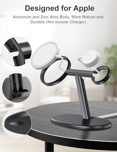 EWA 2-in-1 iPhone + Apple Watch Masafe Charger Stand, Aluminum Alloy (BLK) - color: Black