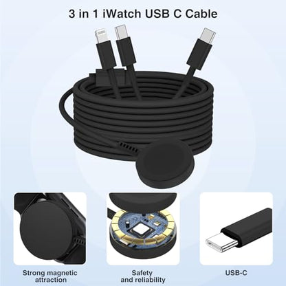 QZIIW 20W Apple Watch Charger,Apple Watch Magnetic Fast Charger USB C Cable - color: Black